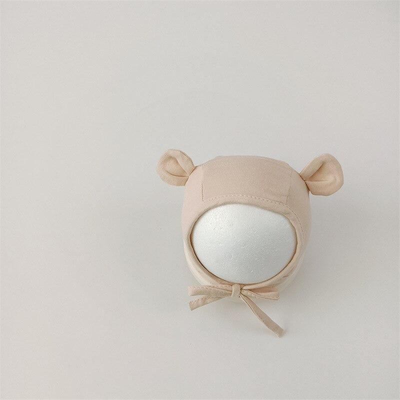 Милая мультяшная шапка для новорожденных с медвежьими ушками для маленьких мальчиков и девочек, корейская однотонная детская шапка, весенне-осенняя шапка для малышей