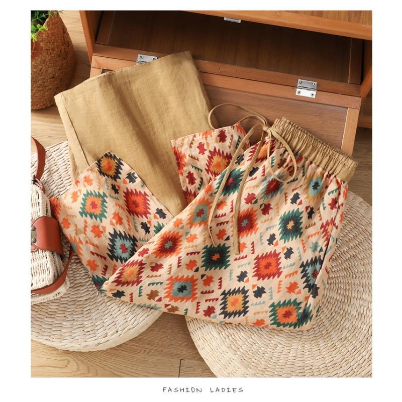 Floral Ethnic Style Casual Summer Women S Skirt Pants