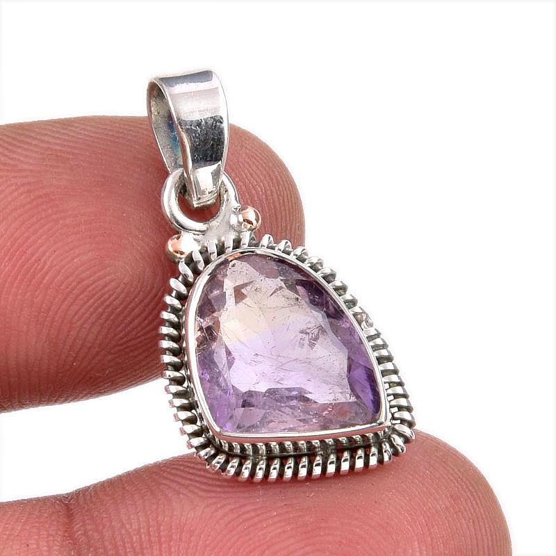 Natural Ametrine Gemstone Handmade 925 Solid Sterling Silver Pendant 1" i3J49