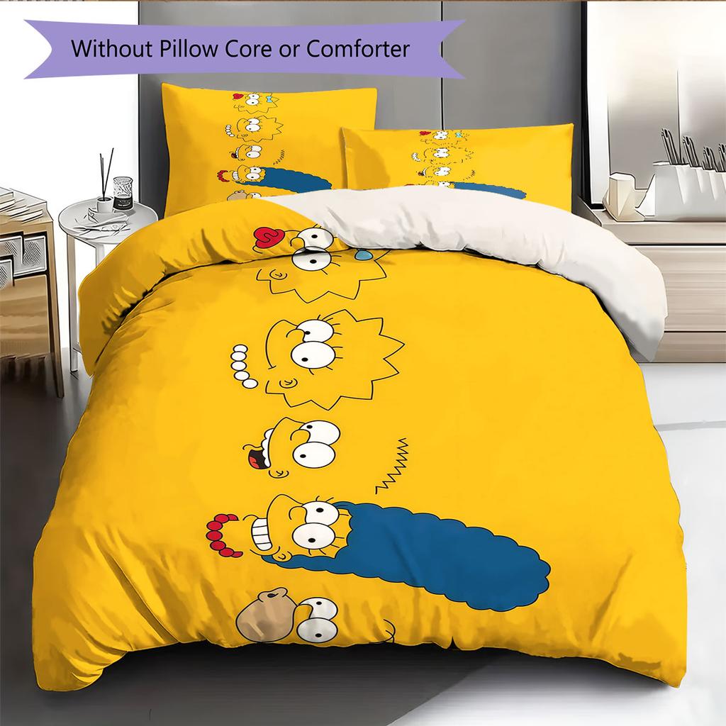 The Simpsons Art Pattern Bedding Home Decoration Birthday Gift ( 1 duvet cover + 2 pillowcase, without core),fan merchandise.