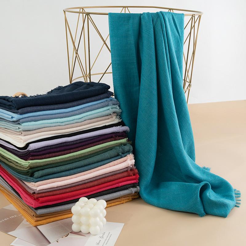 Spring Season, Pure Color, Simulated Silk, Long Strip Scarf, Fashionable, Suitable for Work, Sun Protection, Sheer Scarf, Shawl.