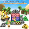 Kids Games Magnetic Tiles Road Set with Extendable Magnetic Crane, City Construction Building Toys for Toddlers STEM Preschool Ages 4-6 5-7, Gifts
