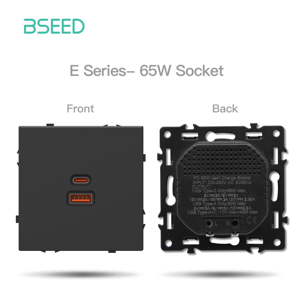 BSEED Модуль кнопки выключателя DIY Зарядка телефона от USB Розетка FR Части Настенный светильник Большой выключатель Пластиковая рамка Комбинация Серия E