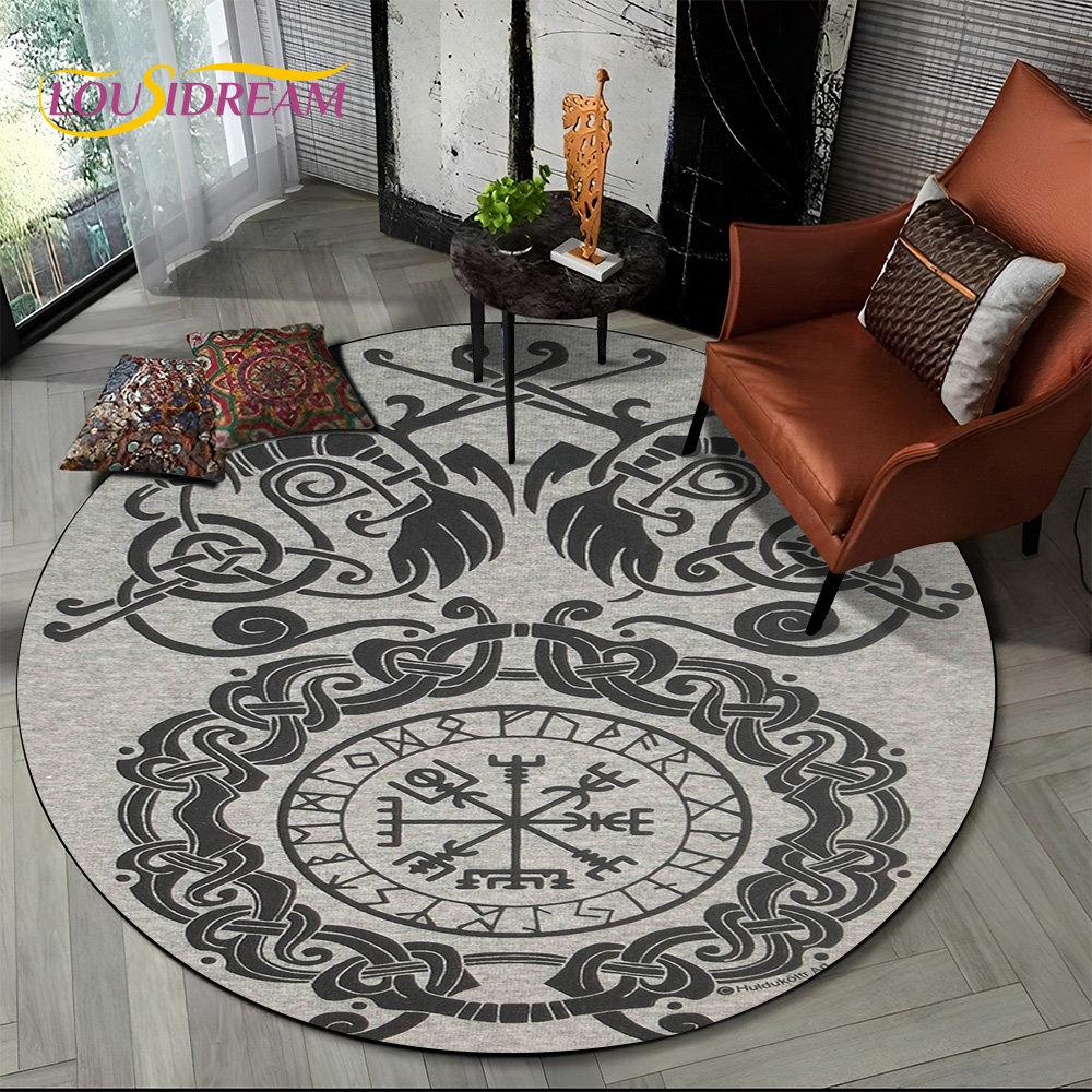 Viking Valknut Yggdrasil Tree of Life круглый ковер, ковер для гостиной, спальни, дивана, декор игровой комнаты, нескользящий напольный коврик