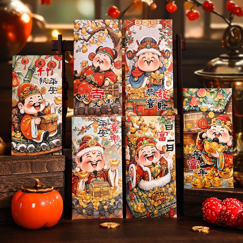 6pcs Traditional New Year Red Envelopes Cartoon Panda Red Packet Lunar New Year Gifts