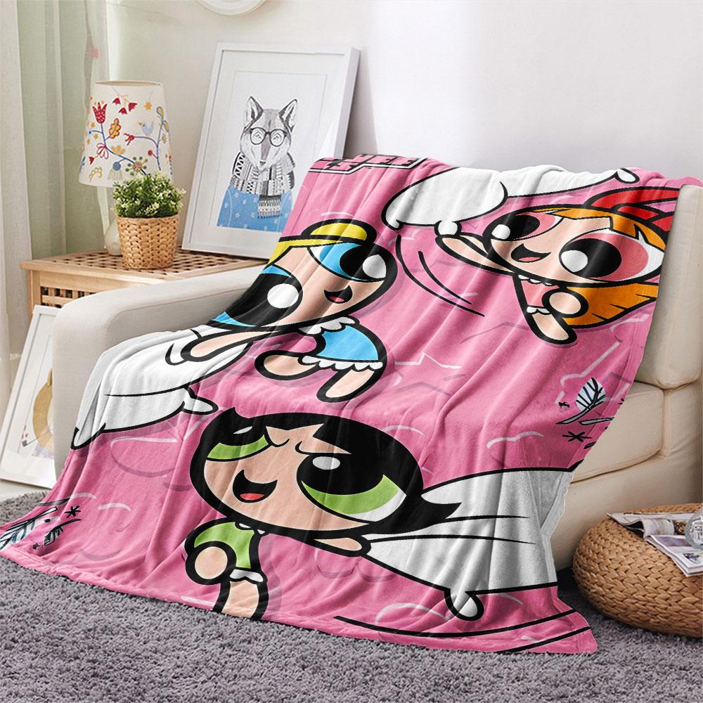 Powerpuff Girls Cartoon printing Flannel Blanket Bedroom Sofa Camping Warm blanket Gifts for family and friends-MJ003