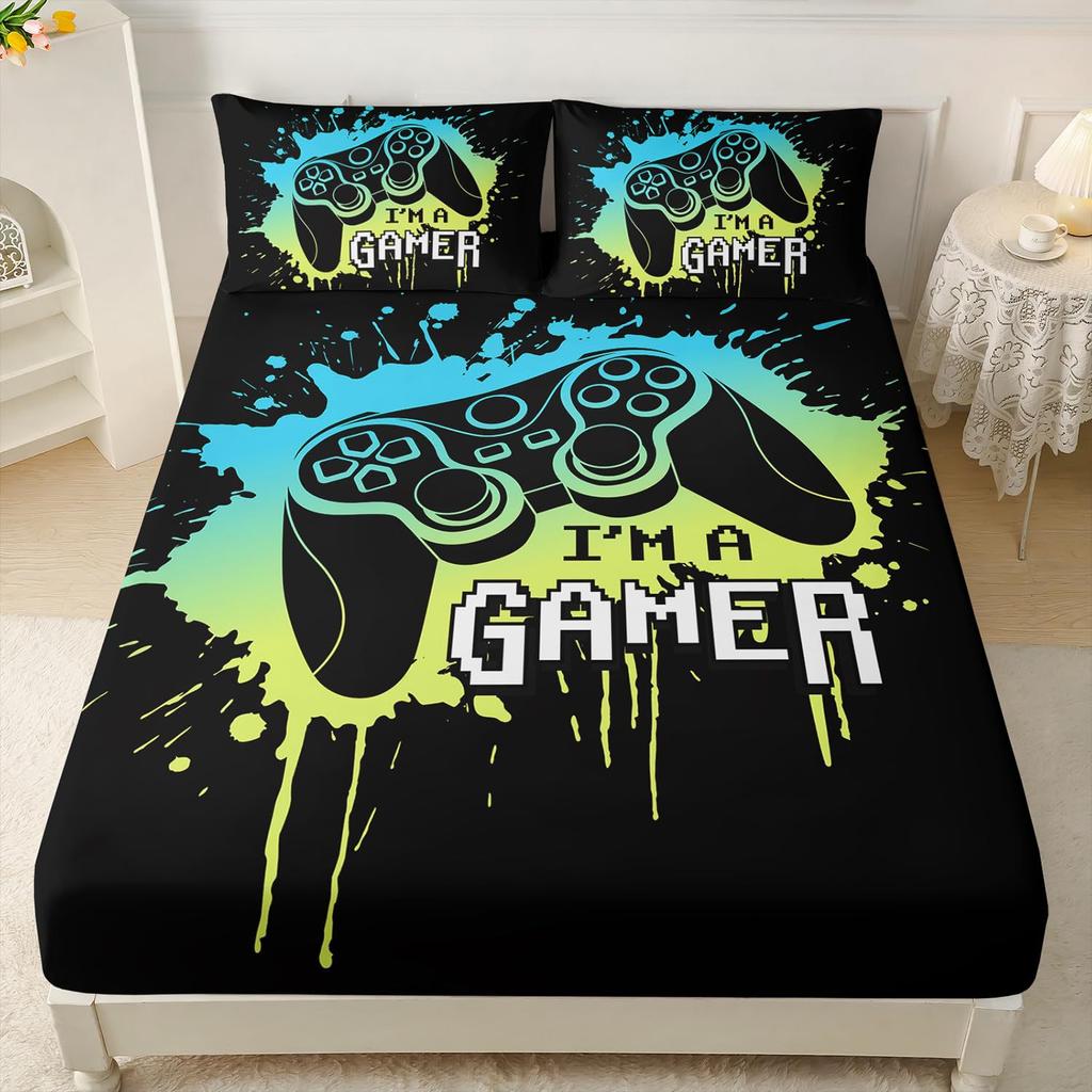 Простыня с рисунком личности для геймпада, трехкомпонентная, с цифровой печатью, трехкомпонентная простыня, детская, взрослая