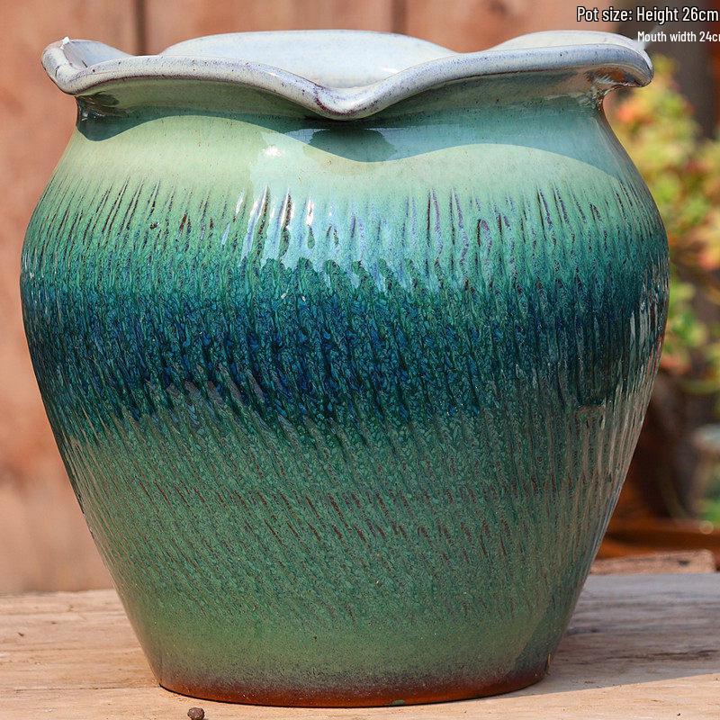 Large Retro Handmade Ceramic Flower Pot for Bougainvillea and Bird of Paradise