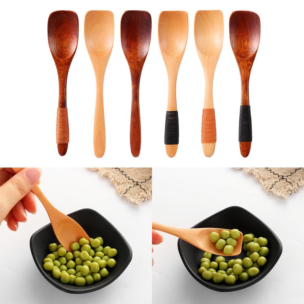 Деревянная десертная ложка для рисового супа Традиционные деревянные ложки Большая ложка с длинной ручкой Детская ложка Кофе Чай Смешивание Посуда Кухня