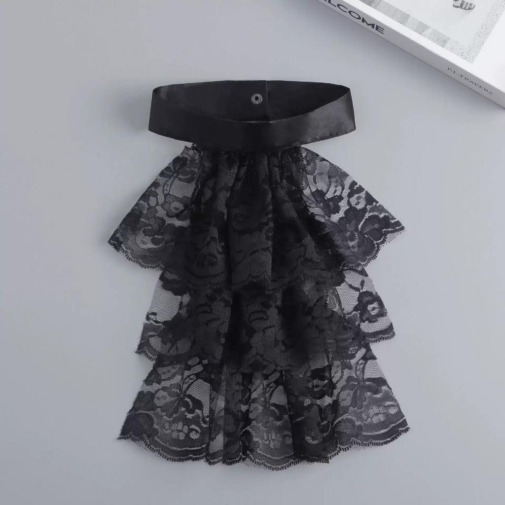 Women's Spring Fall Solid Colour Black White Layered Neck Ruff Collar Ruffled Collar Versatile Shirt Fashion False Collar