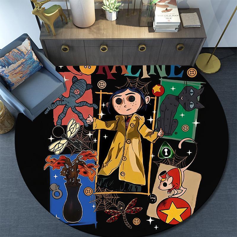 Coraline Round Area Rug,Carpet Rug for Living Room Bedroom Sofa Playroom Decor,Non-slip Floor Mat