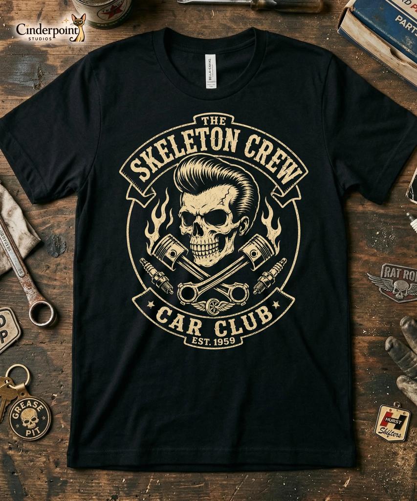 Футболка Автоклуба Skeleton Crew Хот-род Рокабилли Гик Футболка Папе в Подарок XS-5XL