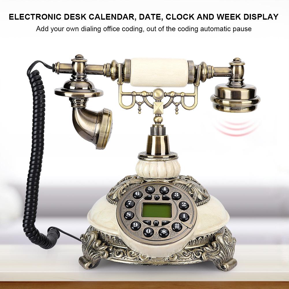 Смола Белый Европейский Hands Free Спальня Архаичный Винтажный Идентификатор Вызывающего Телефона Для Дома