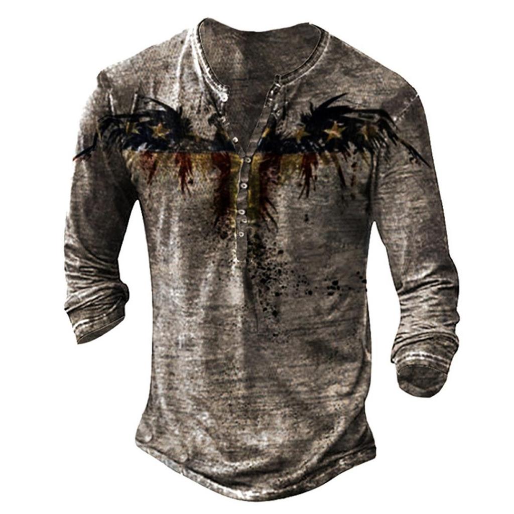 Men's Long Sleeve Punk Style Fashion T-Shirt Spring and Autumn Causal Vintage T Shirts