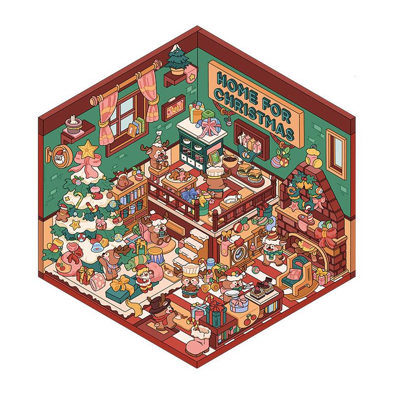 Рождественская тематика Diy 3D наклейка мультфильм карманный домик сцена укладка и склеивание фестиваль подарок на день рождения для детей студент