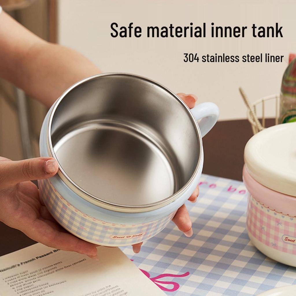 Stainless Steel Noodle Bowl with Lid & Handle for Dorms and Work - Food Grade Lunch Box