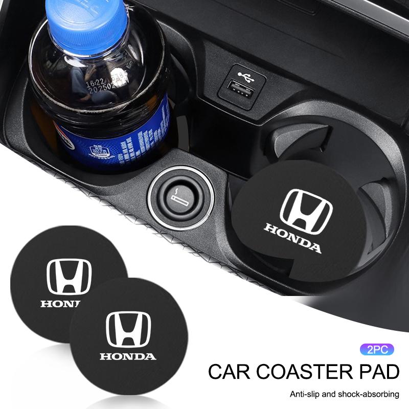 Universal Car Coaster Anti-Slip Mats Water Cup Drink Pads For Honda Civic XR-V CR-Z CRV HRV City Accord Legend Jazz RR VTi Fit
