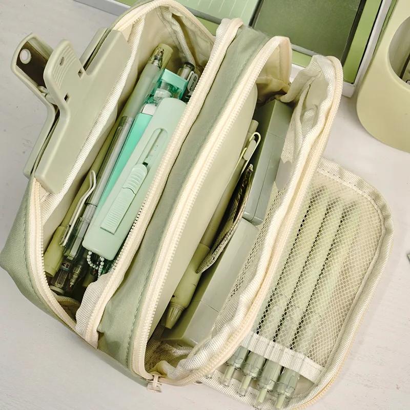 Эстетическая сумка-карандаш для новых девочек, школьные чехлы, милый держатель для канцелярских принадлежностей, сумка-карандаш на молнии, школьные принадлежности