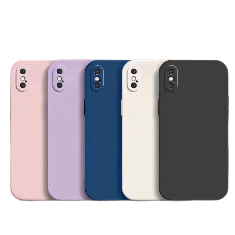 Жидкий силиконовый противоударный чехол с полным покрытием для Apple XS Max - Безопасный для кожи, Однотонный