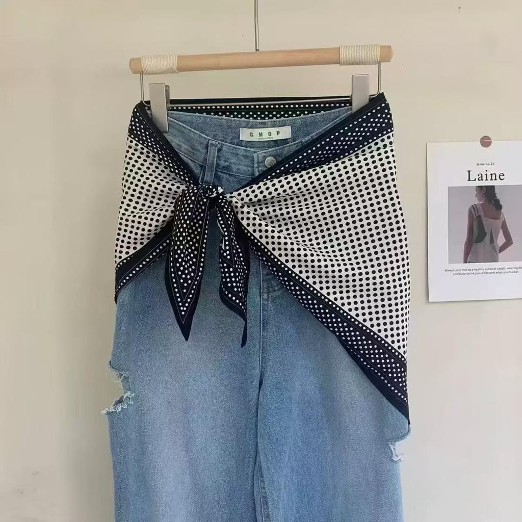 Star silk scarf women's versatile travel accessories with jeans, fart curtain waist scarf, triangular scarf, scarf with headscarf