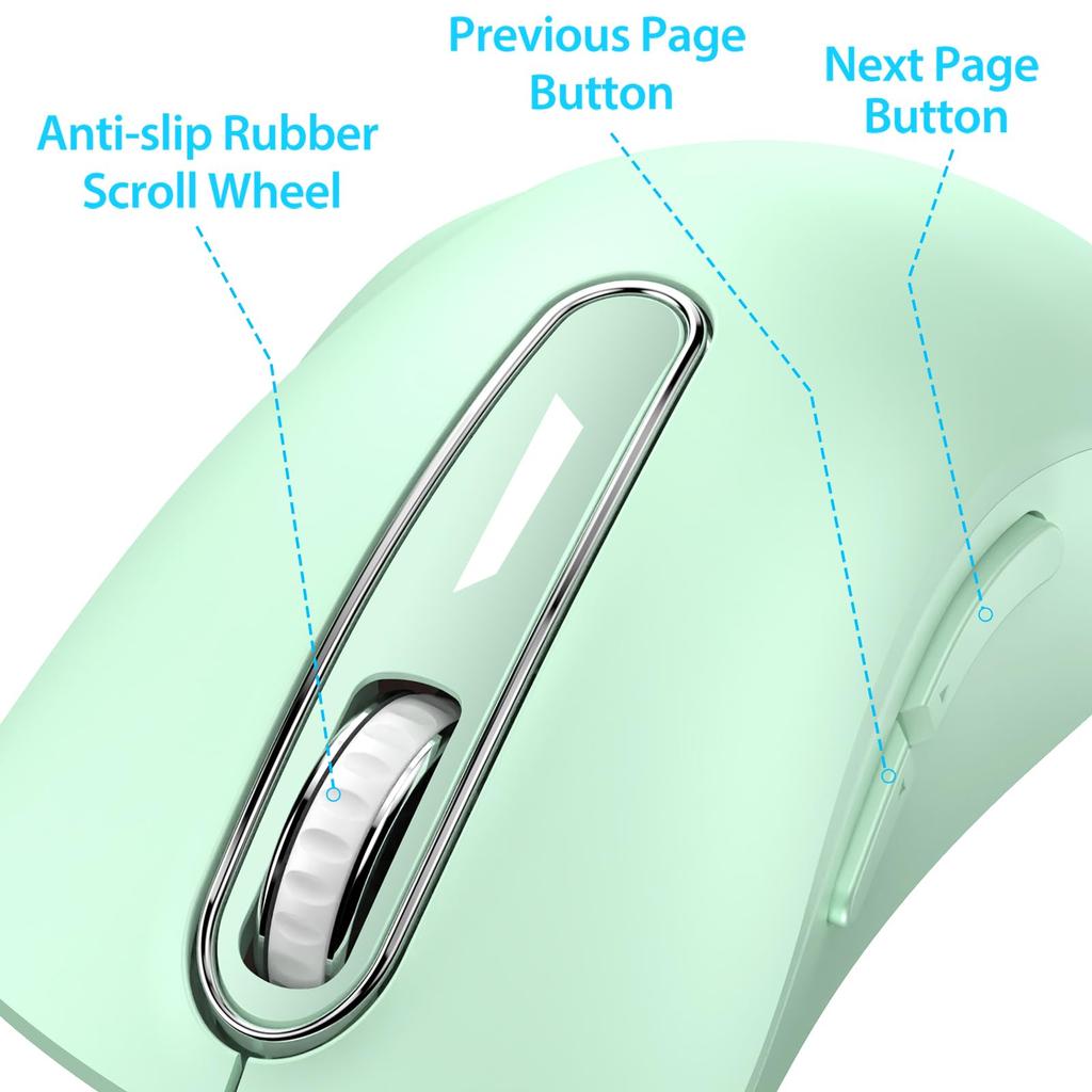 memzuoix Ergonomic Wireless 1400 5 Battery USB Receiver Compatible with Light Green Mouse, 2.4G Optical, DPI, Buttons, Operated, Included, Cordless,