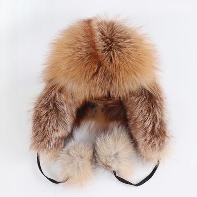 Распродажа Настоящий Мех Лисы Женская Русская Ушанка Авиатор Траппер Снежные Лыжные Шапки Кепки С Наушниками Зимняя Женская Бомбер из Меха Лисы