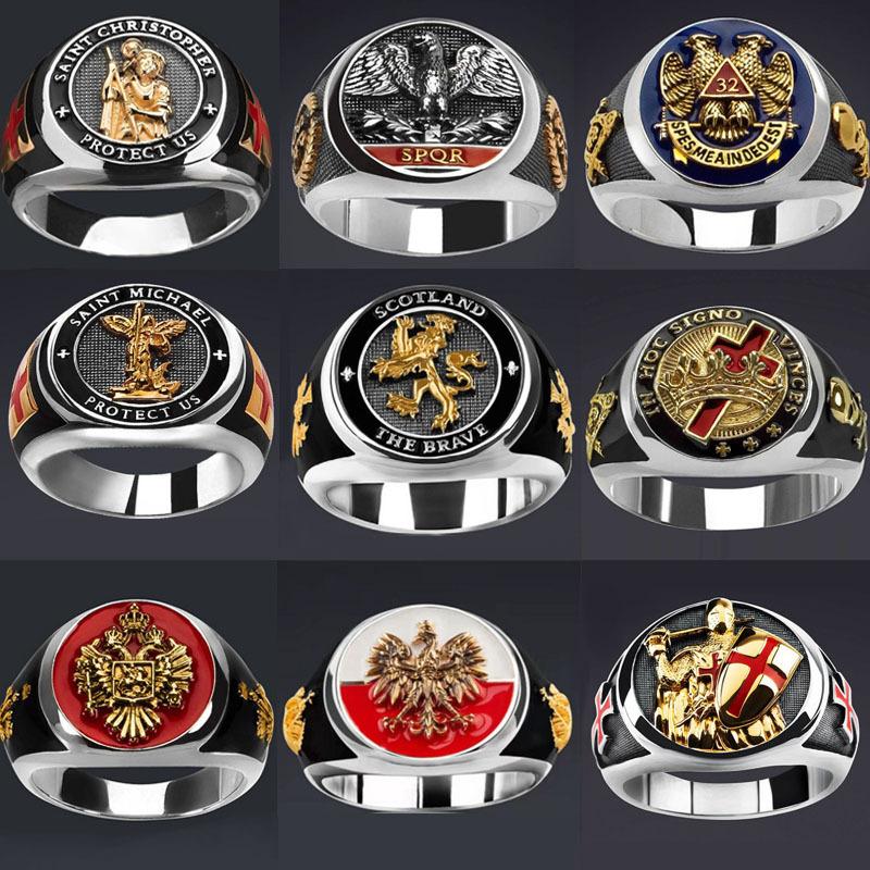 Новое кольцо рыцаря тамплиера для мужчин, стерлинговое серебро 925 пробы, золото 18 карат, масонское кольцо с крестом, подарок на годовщину, свадебное обручальное кольцо, ювелирное кольцо