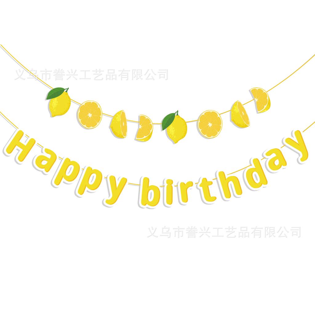 Spot Birthday Party Flag Summer Fruit Lemon Watermelon Ice Cream Decoration Flag Party Decoration Banner