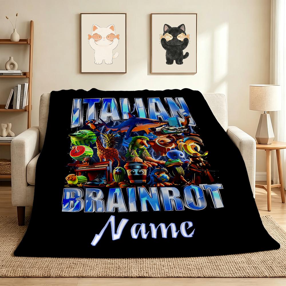 Custom Name Italian Delights Flannel Blanket Throw Blanket Soft Warm Sofa Bed Decor Unique Gift