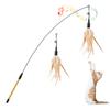 Feather Teaser Cat Toy Flying Feather Cat Catcher with Extra Long 34.5" Wand and Small Bell Fun Exerciser Playing Toy for kitten
