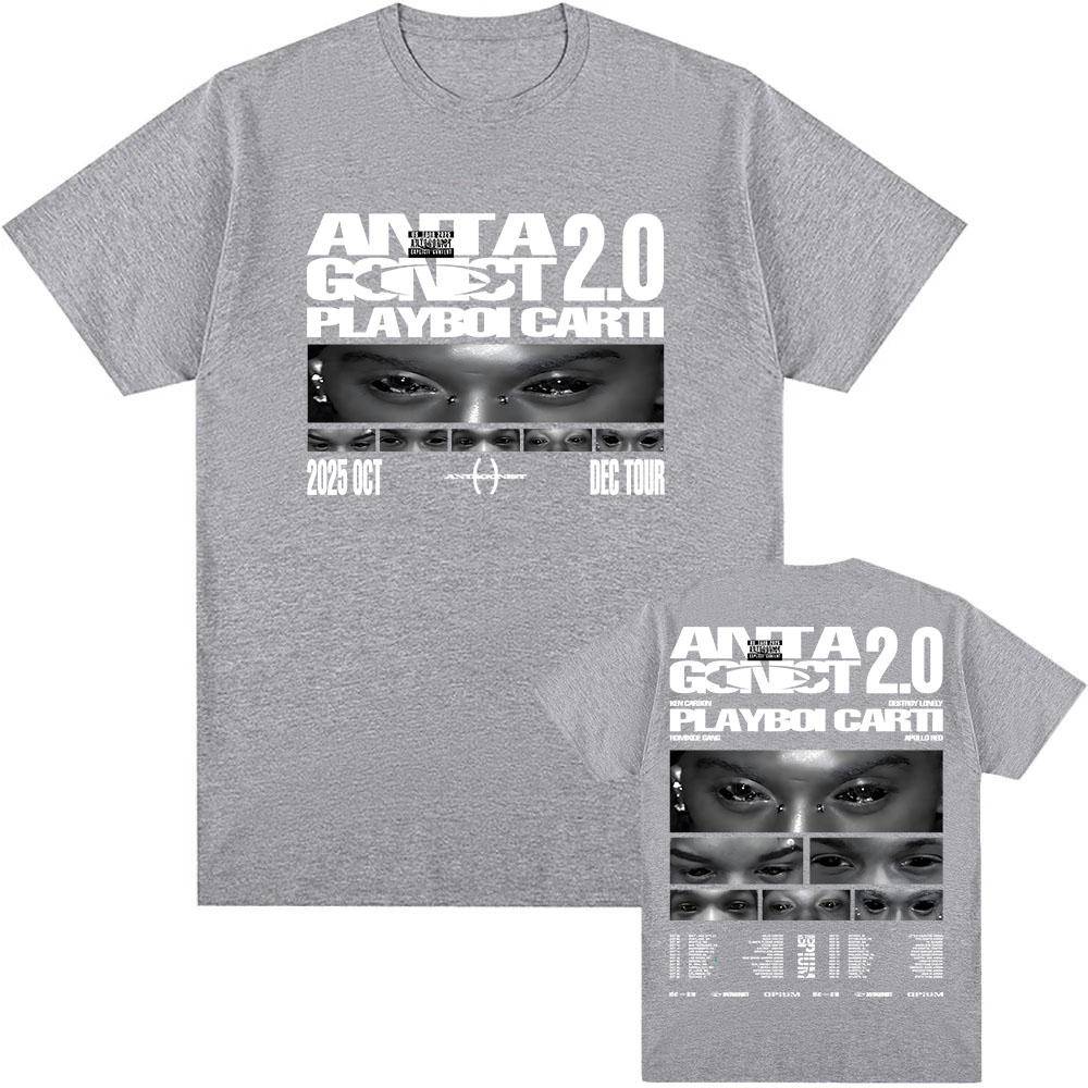 PLAYBOY CART ANTAGONIST TOUR Tshirt 2026 Summer Mens Tshirt Casual Fashion Singer Pattern Tshirt Printed Cotton Y2K Tshirt