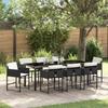 Garden Dining Set with Cushions 9 pcs Black Poly Rattan