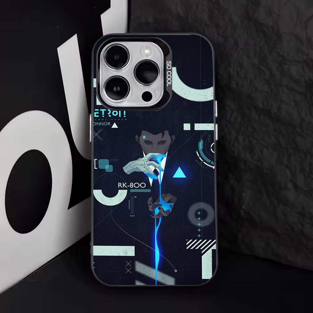 D-Detroit Become Human Чехол для телефона iPhone 17,16,15,14,13,12,11,Pro,XS,Max,Plus,Mini,SE4,E Черный Матовый Ударопрочный Чехол
