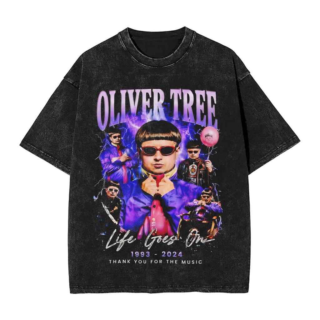 Washed T Shirts RIP Oliver Tree Memorial Hip Hop Novelty TShirts Oversize Streetwear Short Sleeve Printed Tees for Men Women