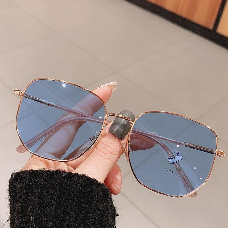 Фотохромные очки для близорукости, женские металлические оправы, фильтр синего света, УФ-защита, готовые компьютерные очки, степень от -50 до -400