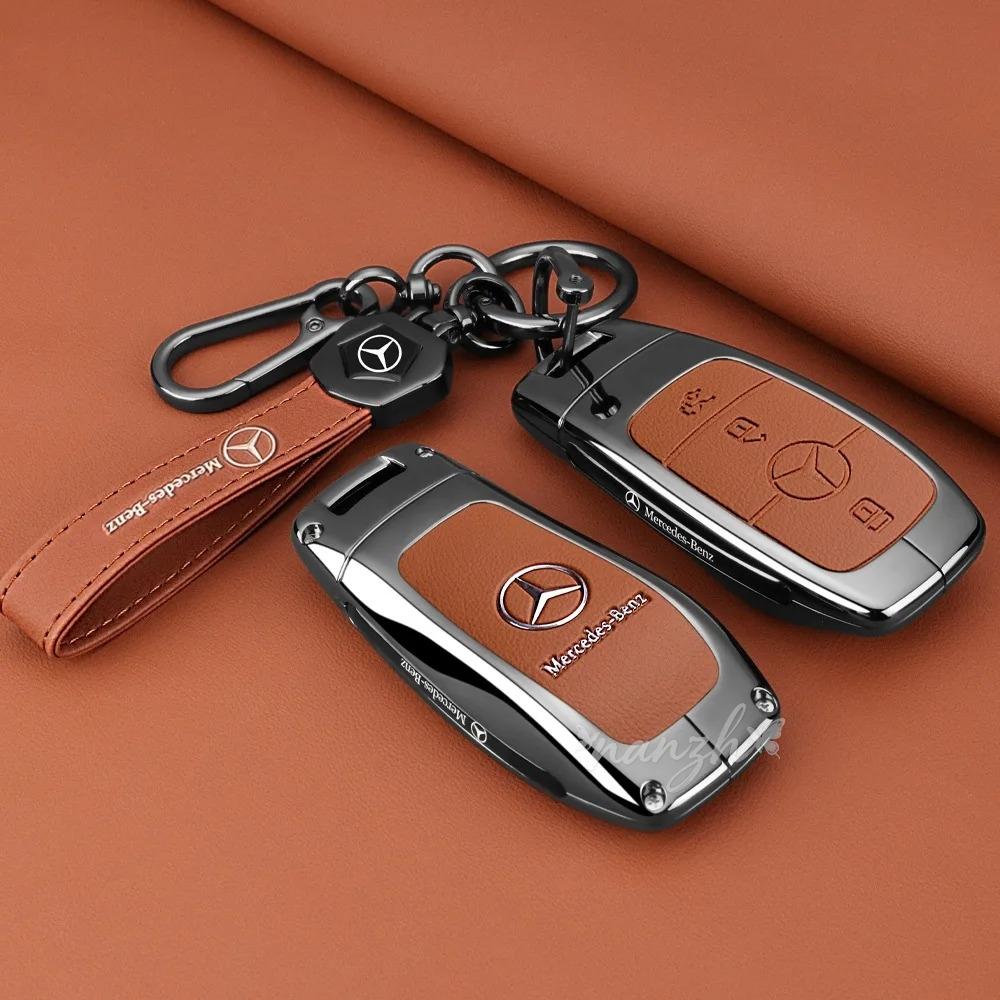 CRZ1 Keychain Leather Fashion Car Key Case Cover Shell For Mercedes Benz A C E S G GLS CLA Class W213 W203 W211 W205 W177X167 W204