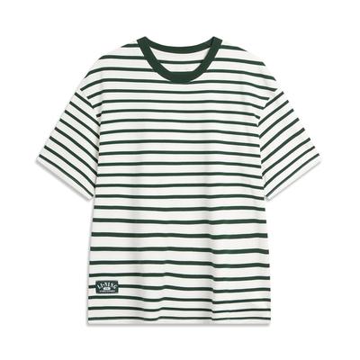 Li Ning Sports Fashion Series Weekend Youth Striped Round Neck Casual Loose Short Sleeve Comfortable Soft T-Shirt Unisex Tops AHSU659-2