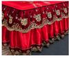 Роскошная красная свадебная кружевная юбка-кровать, мягкий ледяной коврик, покрывало в китайском стиле для двуспальной кровати, комплект из трех предметов, можно стирать в машине