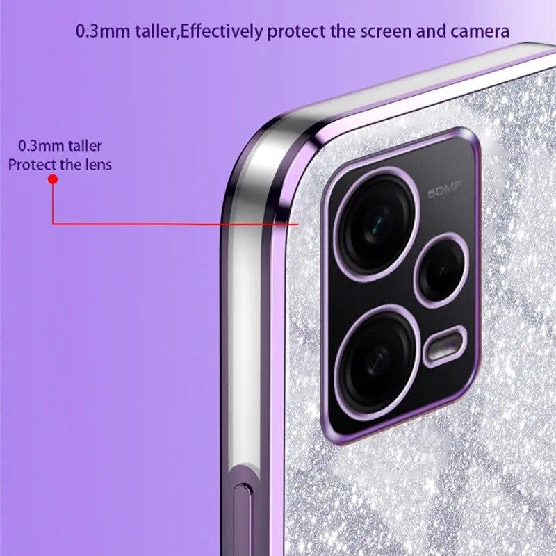Fashion Gradient Bling Plating Case For Xiaomi Redmi Note 12 Pro 12S 11 11S 10 9 9S 8 Redmi 13C 12C 10C K60 K50 K40 Silicone Cases Glitter Back Cover
