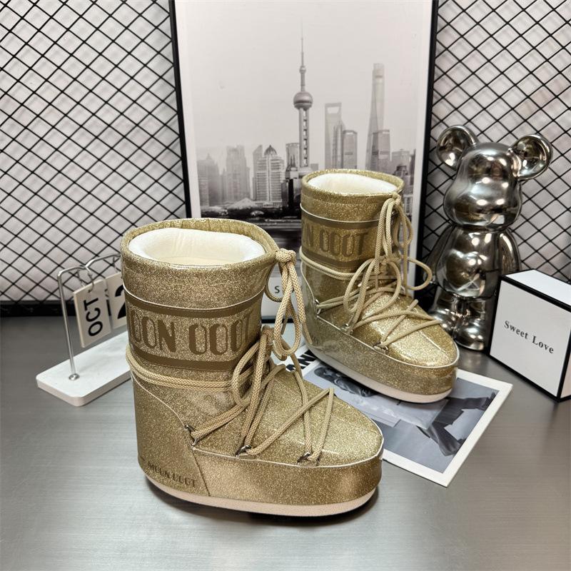 Waterproof version of gypsy moon snow boots women's winter new medium and high tube lace-up non-slip warm ski shoes