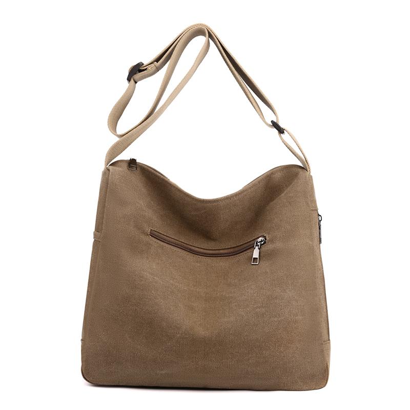 Block Color Shoulder Bag Women's Large Capacity Portable Stitching Canvas Bag