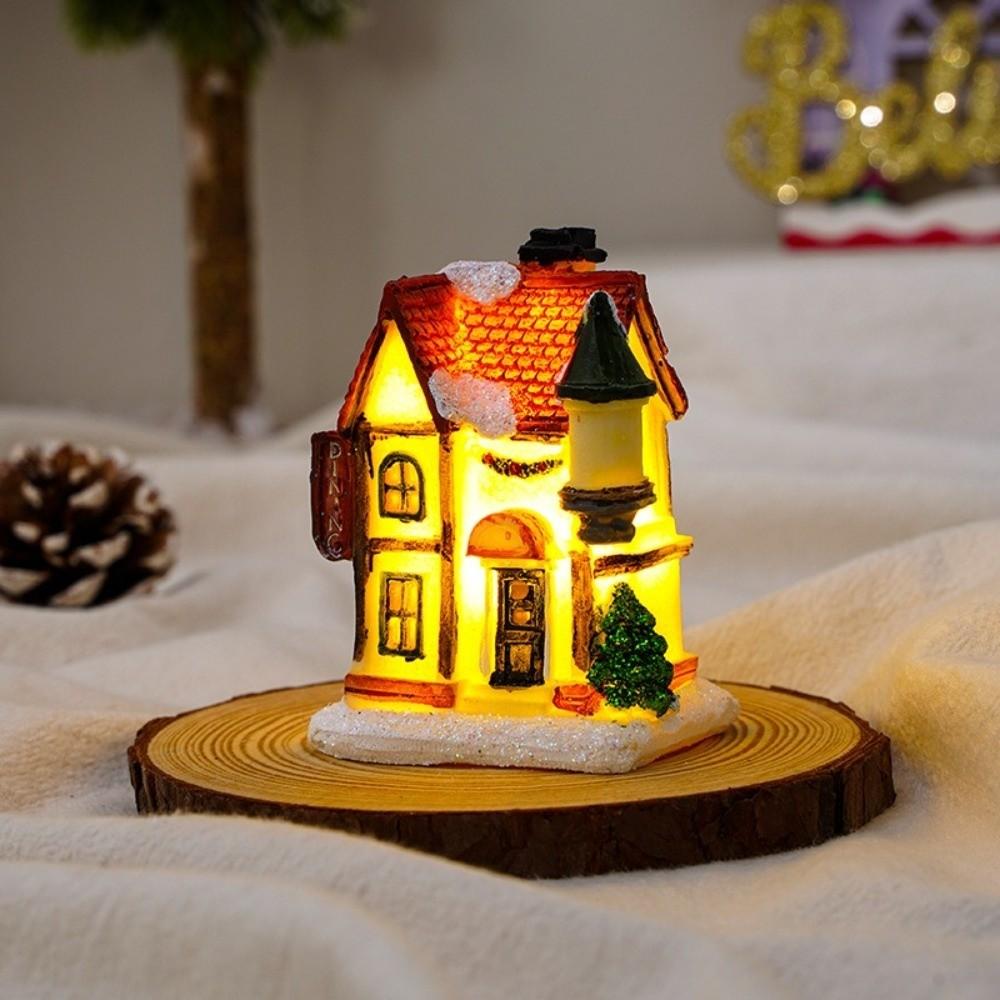 Resin Christmas Light House LED Xmas Houses Ornament New Christmas Village  Gifts