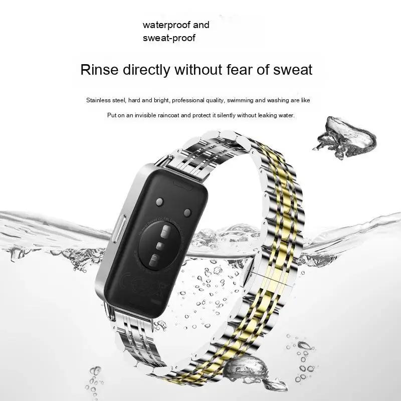 Металлический ремешок для Huawei Band 10 9 8 Умные часы Нержавеющая сталь Сменный браслет Наручный ремешок Для Huawei Band 8/9/10 Аксессуары