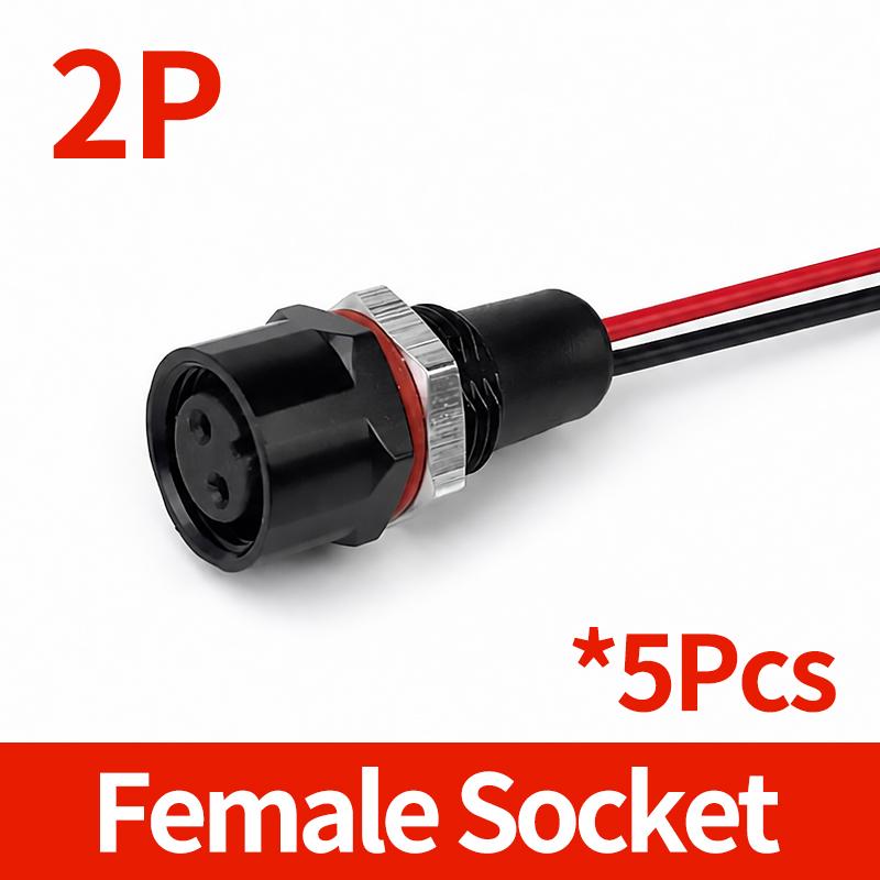 M12 IP65 Waterproof Metal Panel Mount Connector 2 3 4 5 6 8 Pin Female Socket Male Plug Pigtail Cable 5PCS 5 Matched Set Choices