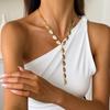 Irregular Baroque Y-shaped Collarbone Chain Cold Wind Flat Water Drop Pendant Necklace Female
