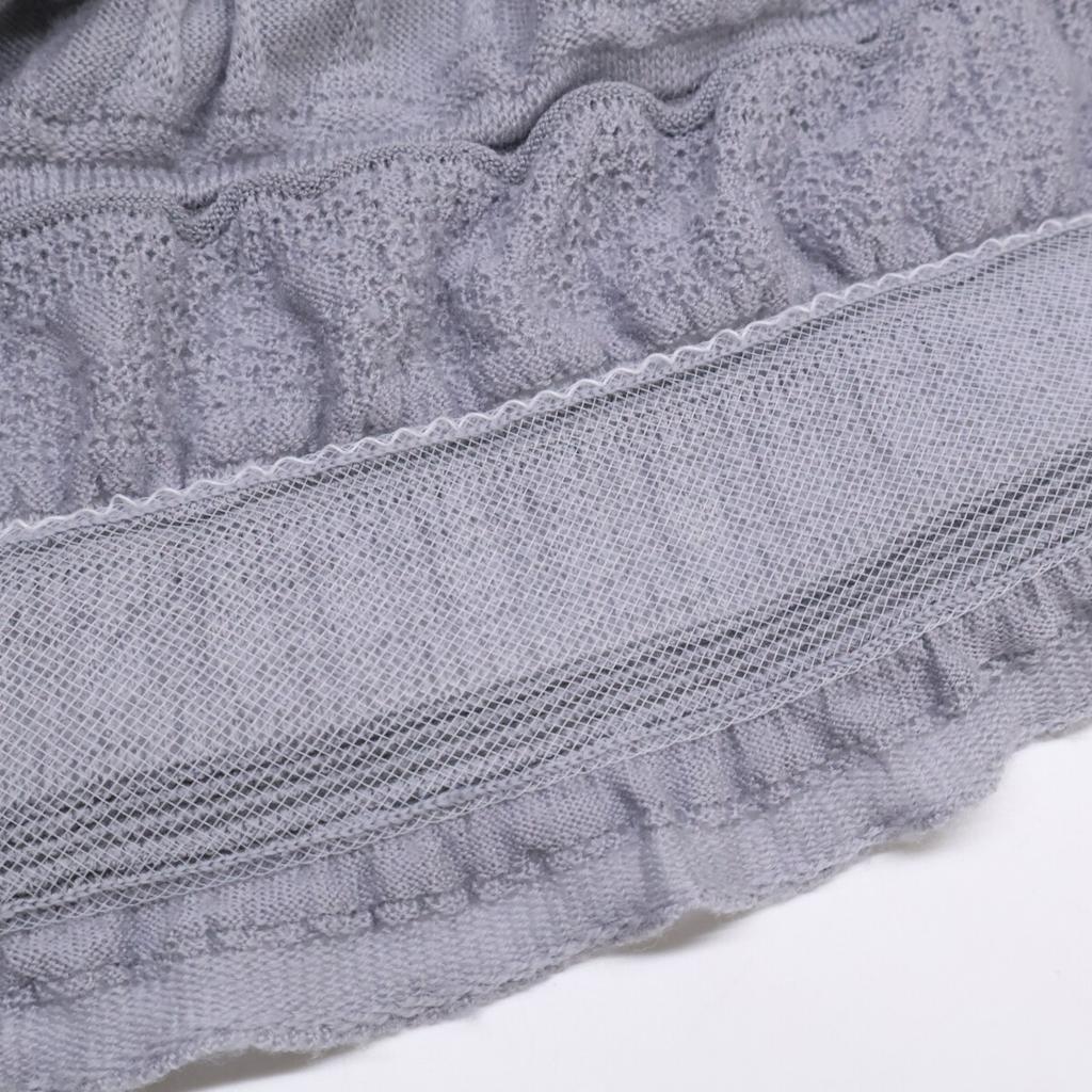 Alaia [Авторизовано в стране] AA9R2153CM626 Платье-мини с воланом на кринолине, тонкой вязки, skater, с высоким воротником / платье 38 серыйБ/у