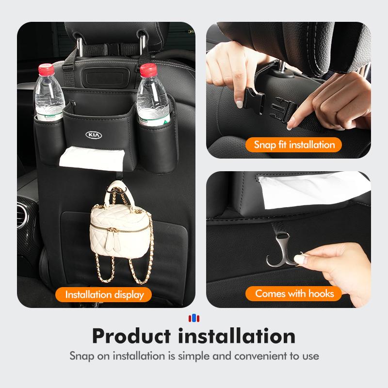CAUWZ1 Car Seat Middle Armrest Leather Hanging Organize Storage Bag For KIA Cerato Proceed Venga Stonic Picanto Sorento Stinger