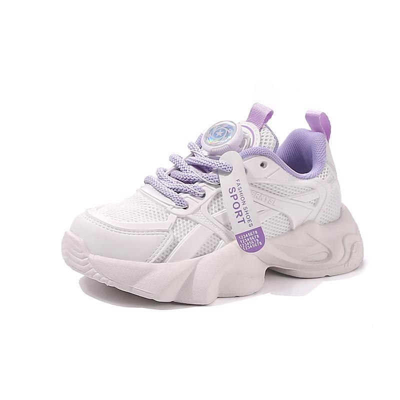 Autumn Girls' White Sports Sneakers - Soft Sole Running Shoes for Medium and Large Kids, Breathable for Spring and Fall