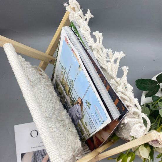 Boho держатель для журналов, корзина, органайзер для хранения, экономящий место, плетеная хлопковая веревка