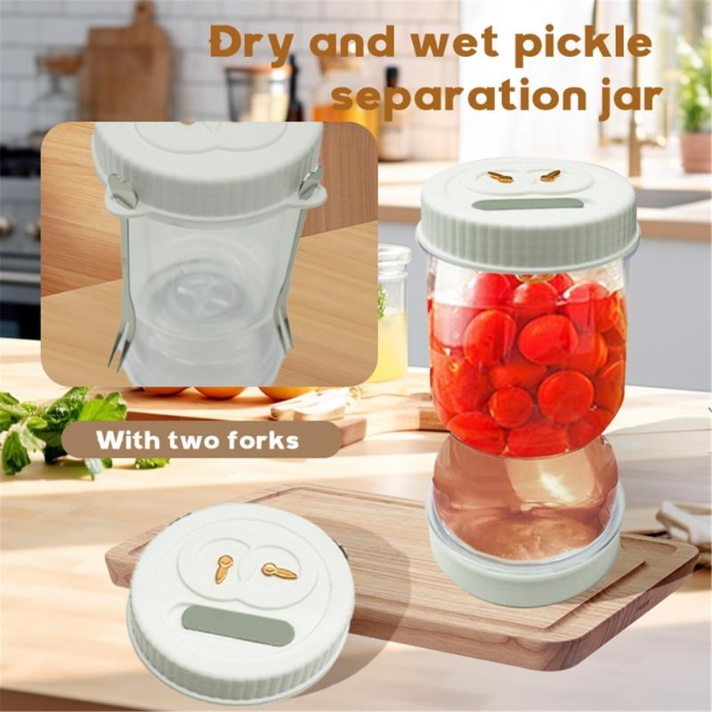 Innovative Wet and Dry Separation Jar Pickles Container with Strainer Hourglass Convenient Storage Jar for Ingredient